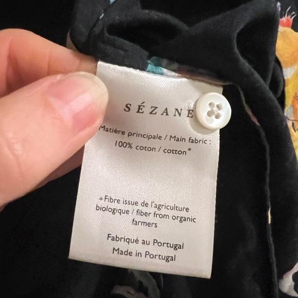 SEZANE x G. Kero Black Tropical Button Down Pierro Shirt Sz 34/XS/ US 2 - Picture 6 of 11